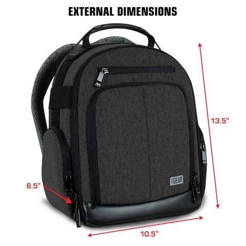 Camera Backpack w/ Customizable Accessory Dividers and Weather Resistant Bottom - Black