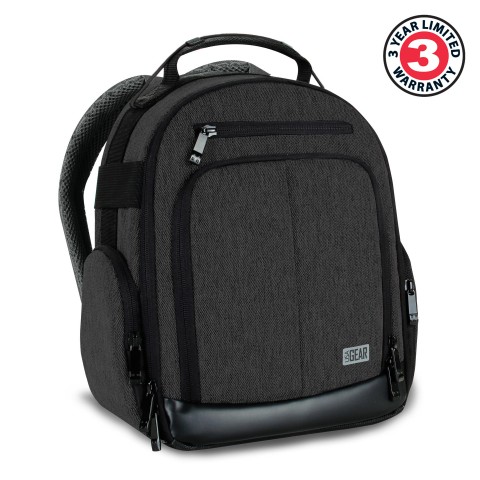 Camera Backpack w/ Customizable Accessory Dividers and Weather Resistant Bottom - Black