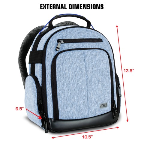 Camera Backpack with Customizable Interior Storage and Weather Resistant Bottom - Blue