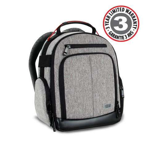 Camera Backpack w/ Customizable Accessory Dividers and Weather Resistant Bottom - Grey