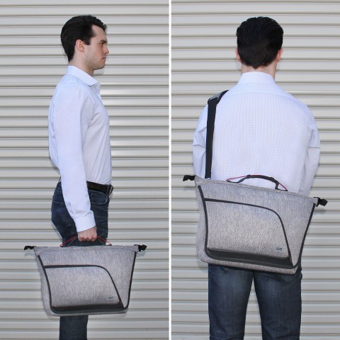 Shoulder Camera Bag w/ Customizable Dividers and Weather Resistant Bottom - Grey