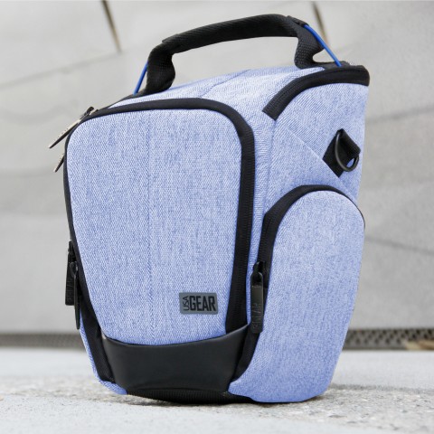 USA Gear UTL Compact Camera Case with Side Storage Pockets & Streamlined Shape - Blue