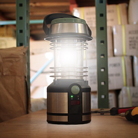 Battery Powered Lantern w/ Remote Control, 12 LED Lights & Fold-out Hanging Clip - black
