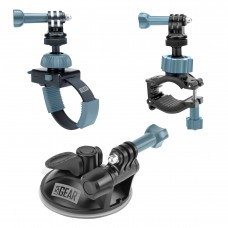 USA GEAR Extreme Sports Action Camera Mount Bundle with Included Suction Cup , Handlebar and Zip Mount