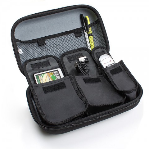 USA GEAR Hard Shell 11 Electronics Carrying Case - Black - Black