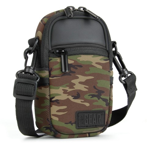 Compact Camera Bag with Waterproof Rain Cover , Belt Loop & Shoulder Strap  Sling - Camo Green